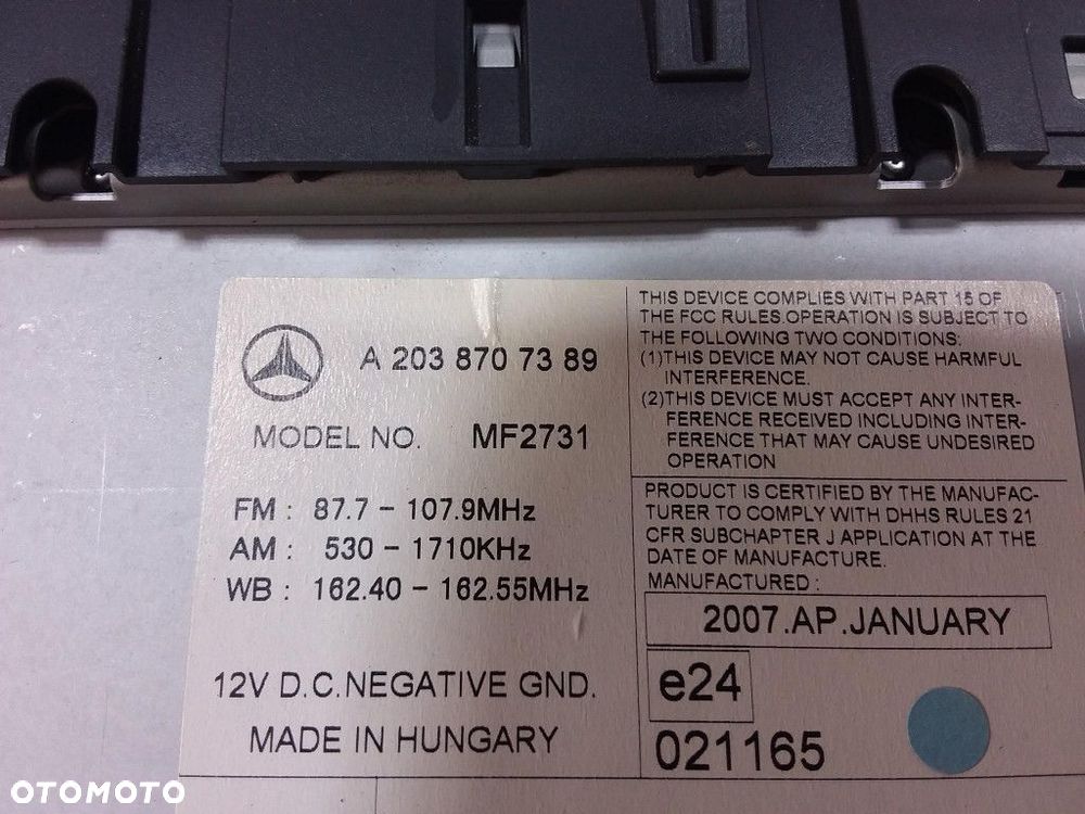 MERCEDES C W203 RADIO CD A2038707389 - 6