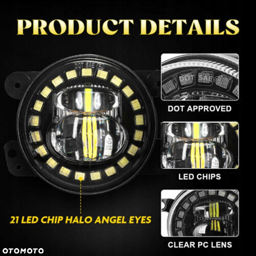 Lampy LED przeciwmgielne 4" cale z DRL do zderzaka Wrangler JL JK 2007 - 3
