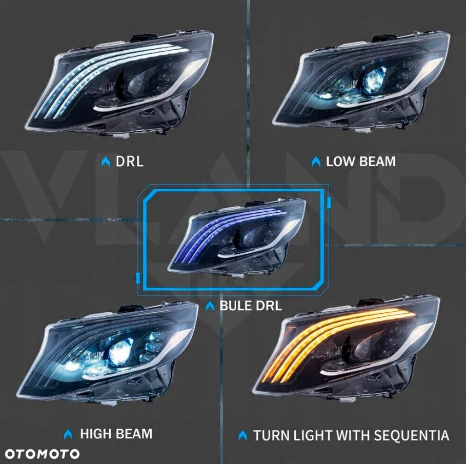 Reflektor Lampa kpl Vland Full Led Tuning Black Mercedes Vito V-klasa w 447 - 10