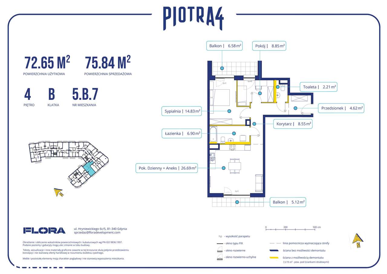 3-pokojowe mieszkanie 72m2 + 2 balkony - Pełny obrazek: 2/11
