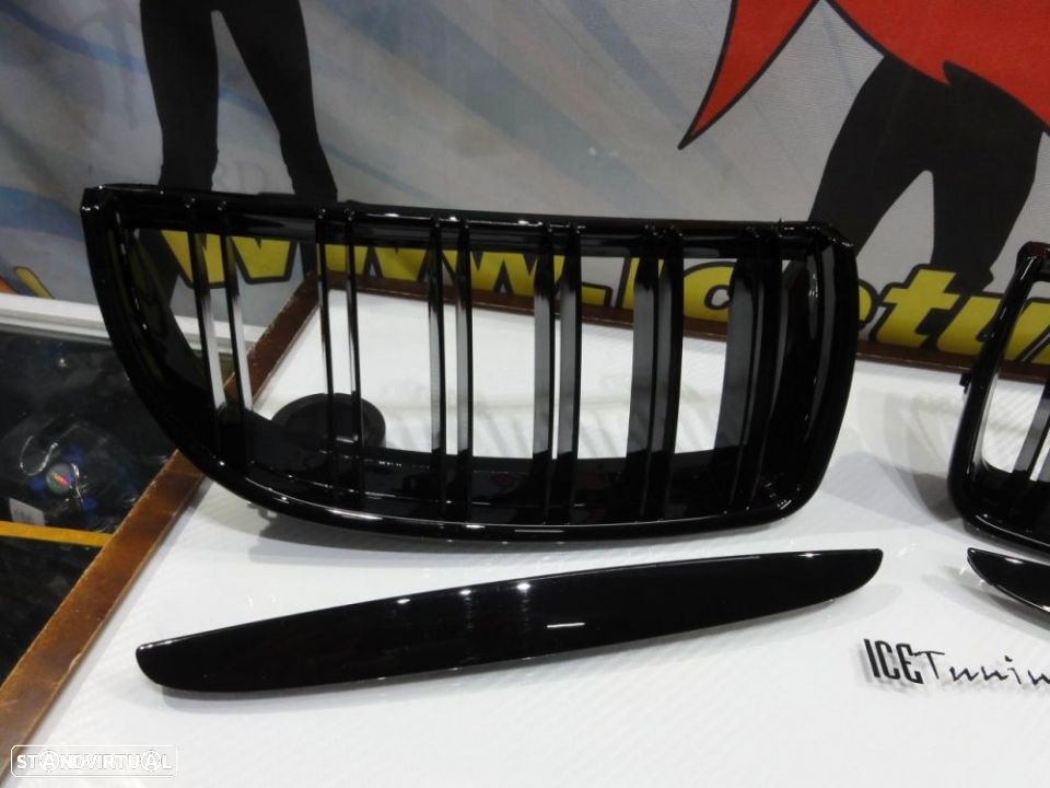 Grelha frontal BMW E90 / E91 05-08 M4 look / dupla lâmina em preto piano brilhante - 3