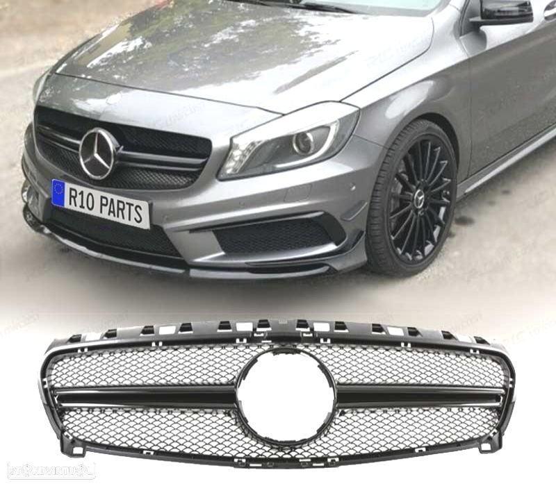 GRELHA FRONTAL MERCEDES CLASE A W17612-15 LOOK AMG A45 PRETO BRILHANTE - 2