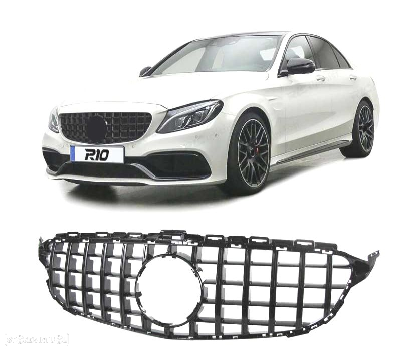 GRELHA MERCEDES CLASE C W205 14-18 LOOK AMG GT PRETO BRILHANTE - 2