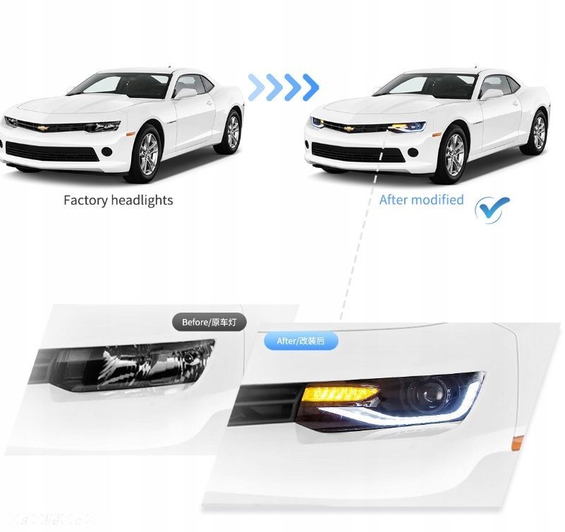 Reflektor Lampa Vland Europa LED Tube Neon Tuning Chevrolet Camaro V 5 Lift - 9