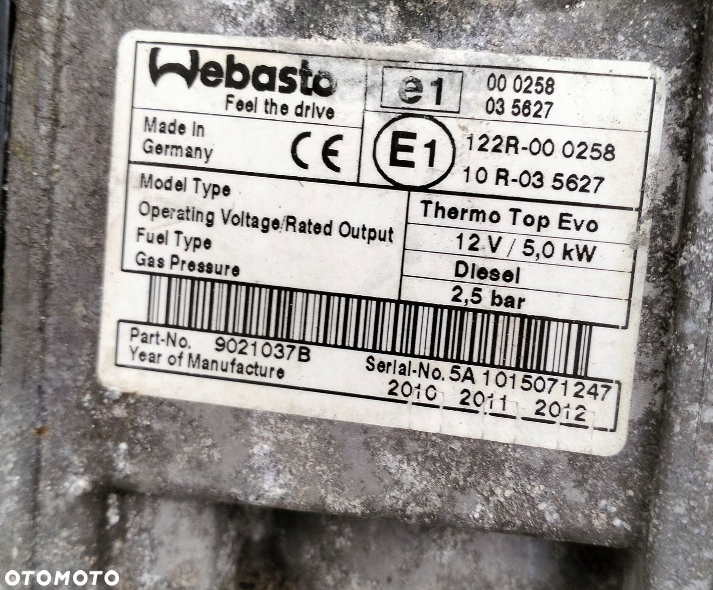 OGRZEWANIE POSTOJOWE WEBASTO THERMO TOP CITROEN C5 III X7 DIESEL 9021037B - 14
