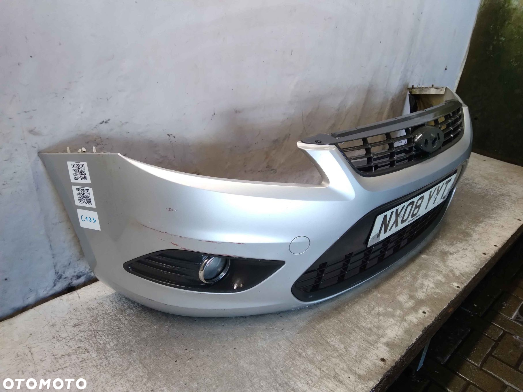 ^ ZDERZAK PRZÓD PRZEDNI FORD FOCUS MK.2 II 2 LIFT FL 03 SREBRNY HALOGENY - 4