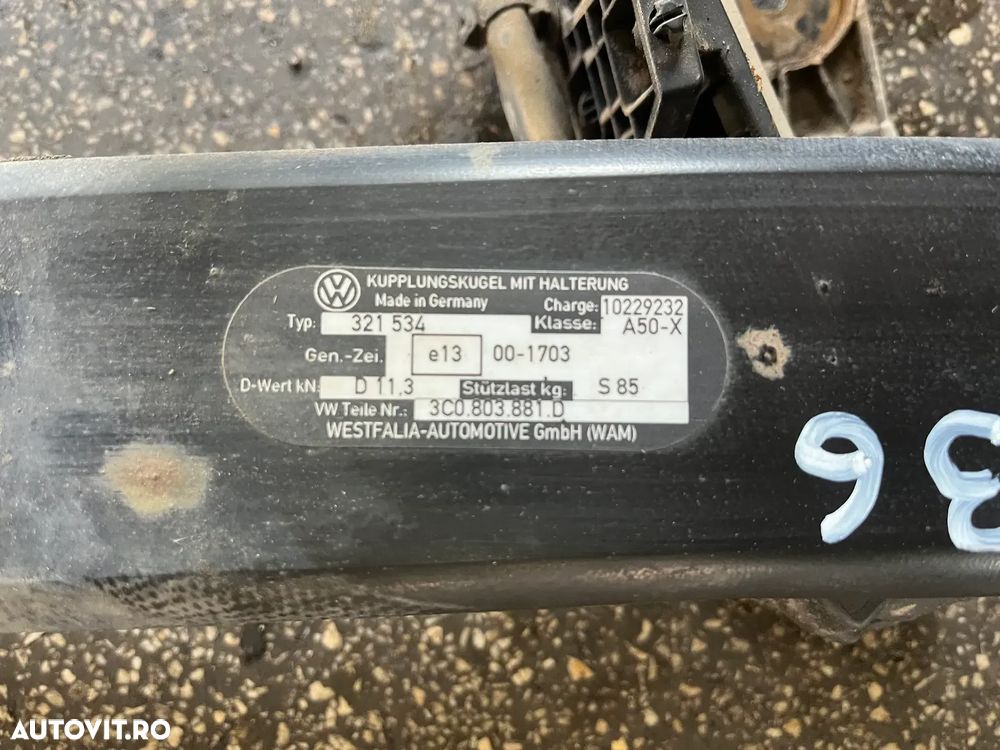 Carlig cui tractare original VW Volkswagen Passat B6 break 2007 - 3