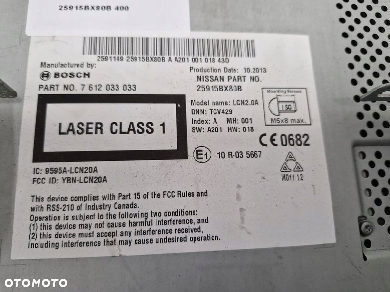NISSAN JUKE 1 I F15 RADIO CD NAWIGACJA NAVI EKRAN WYŚWIETLACZ MONITOR 25915BX80B - 8