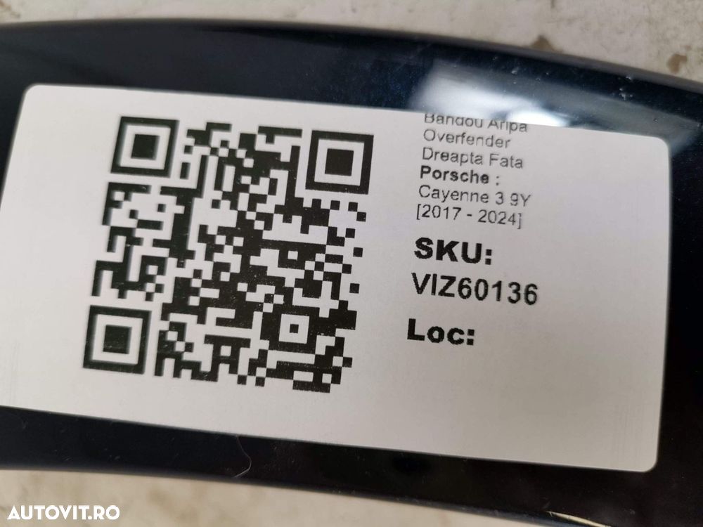 Bandou Aripa Overfender Dreapta Fata Porsche  Cayenne 3 9Y 2017 2018 2 - 8