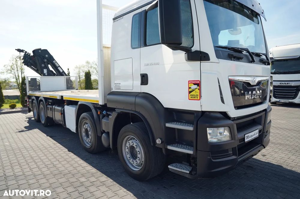 MAN TGS 35.480 / 8x4 / HDS HIAB 288 EP-5, rază de acțiune: 12,7 m / platformă laterală - 7,4 m / capacitate de ridicare: 9400 kg / EURO 6 / RADIOCOMANDĂ - 14
