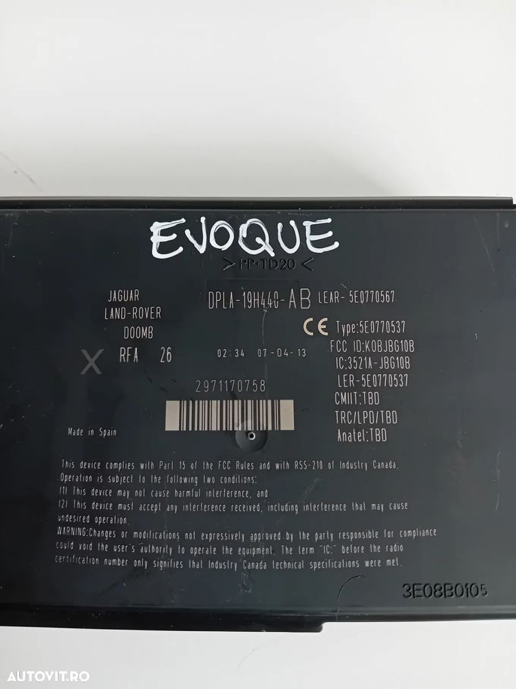 Calculator Modul Inchidere Centralizata Range Rover Evoque L538 Cod DPLA-19H440-AB - 5