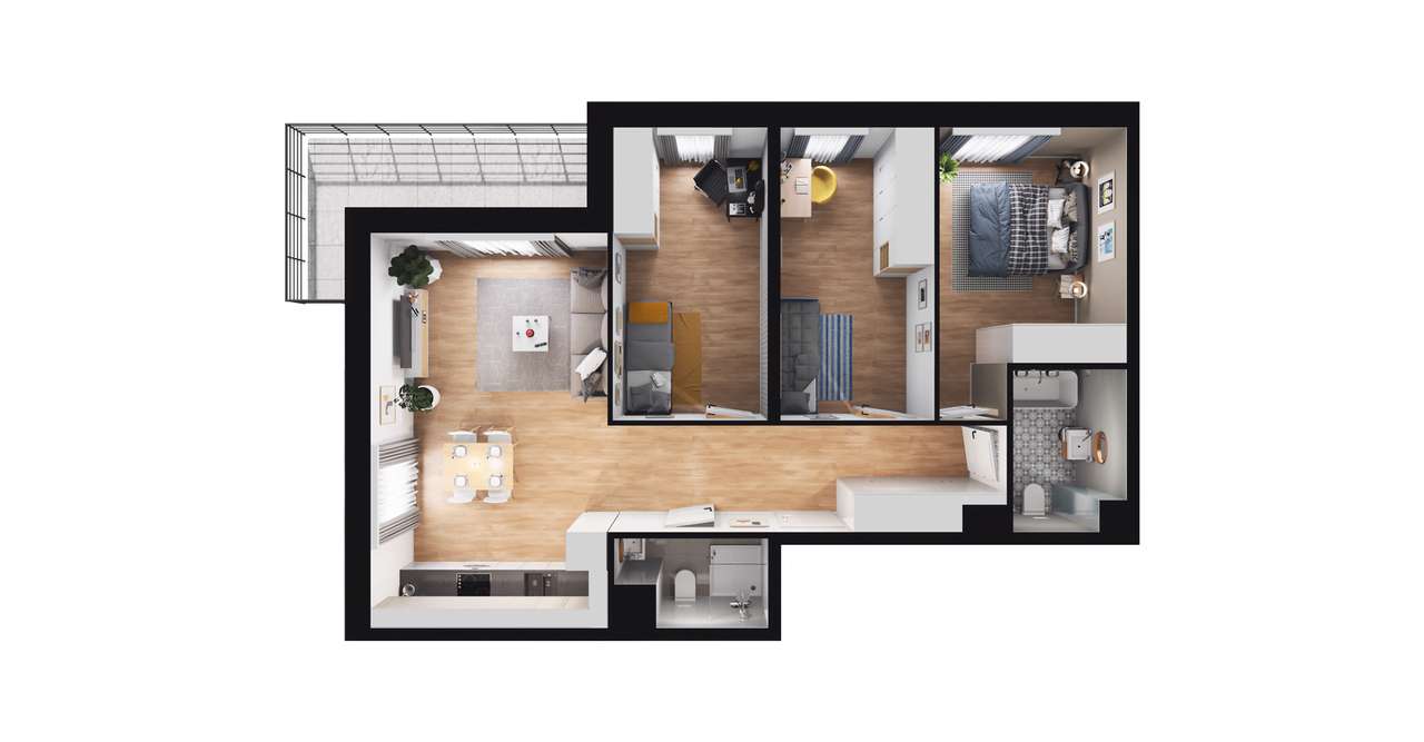 4-pokojowe mieszkanie 73m2 + balkon - Pełny obrazek: 3/19