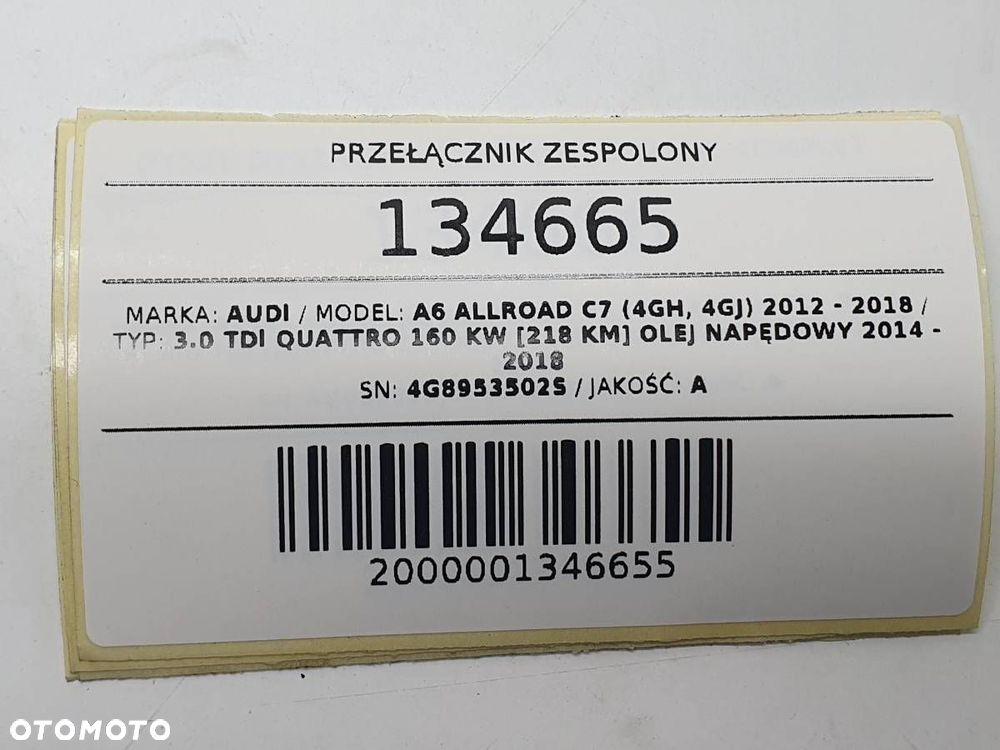 PRZEŁĄCZNIK ZESPOLONY TAŚMA MANETKI AUDI A6 C7 ALLROAD 4G8953502S - 8