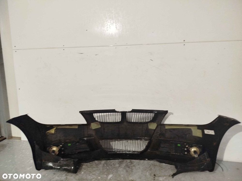 ^ ZDERZAK PRZÓD PRZEDNI BMW E90 E91 M PAKIET ///M SCHWARZ 2 CZARNY HALOGENY - 5