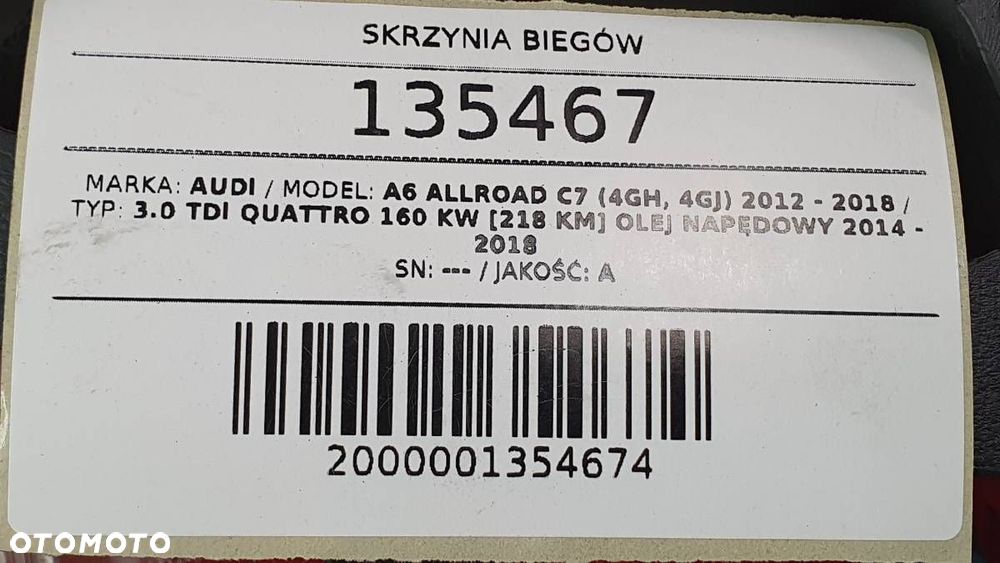 SKRZYNIA BIEGÓW AUTOMATYCZNA PLZ AUDI A6 C7 ALLROAD 3.0 TDI - 12