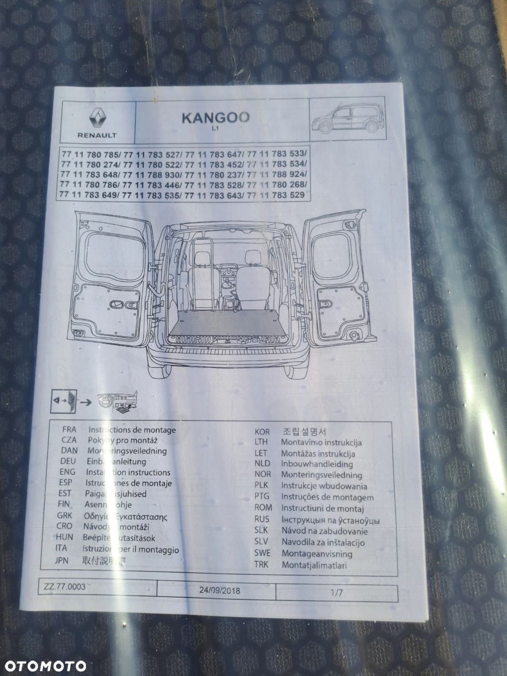Kangoo 2 3 L1 Zabudowa busa Podłoga NOWA ORGINALNA ANTYPOSLIZGOWA 7711788924 - 6
