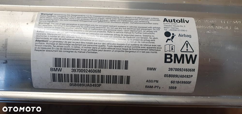 Poduszka Airbag pasażera konsoli deski BMW 6 E63 - 7