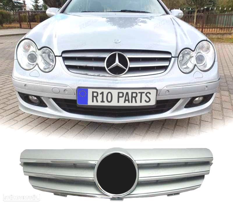 GRELHA FRONTAL MERCEDES CLK W209 02- PRATA CROMADO LOOK SPORT - 1