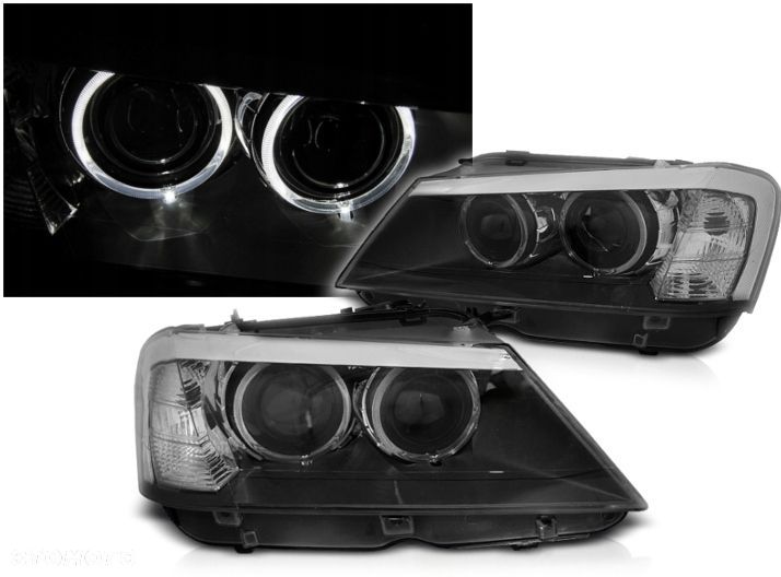 LAMPY BMW X3 F25 10-14R BIAŁE RINGI LED DEPO BLACK - 1