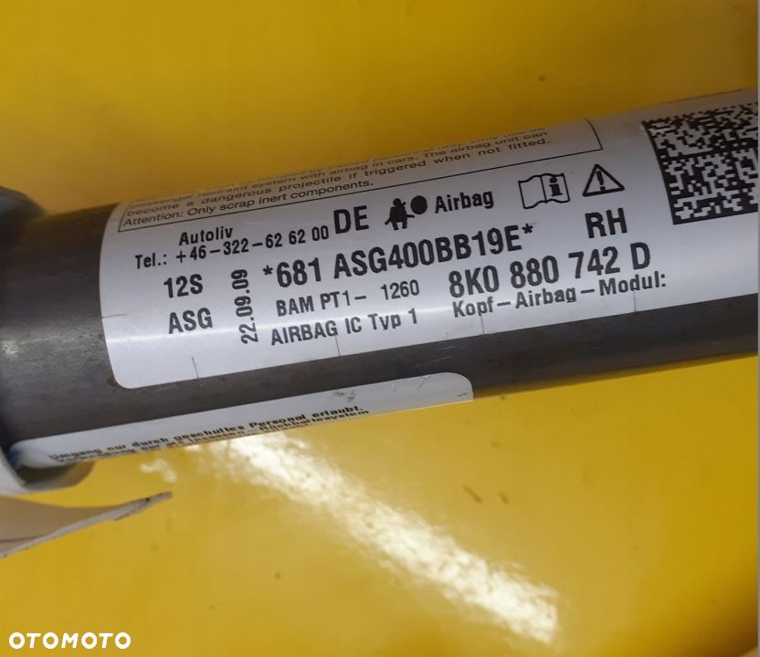 AUDI A4 B8 SEDAN KURTYNA AIRBAG PRAWA 8K0880742D - 5