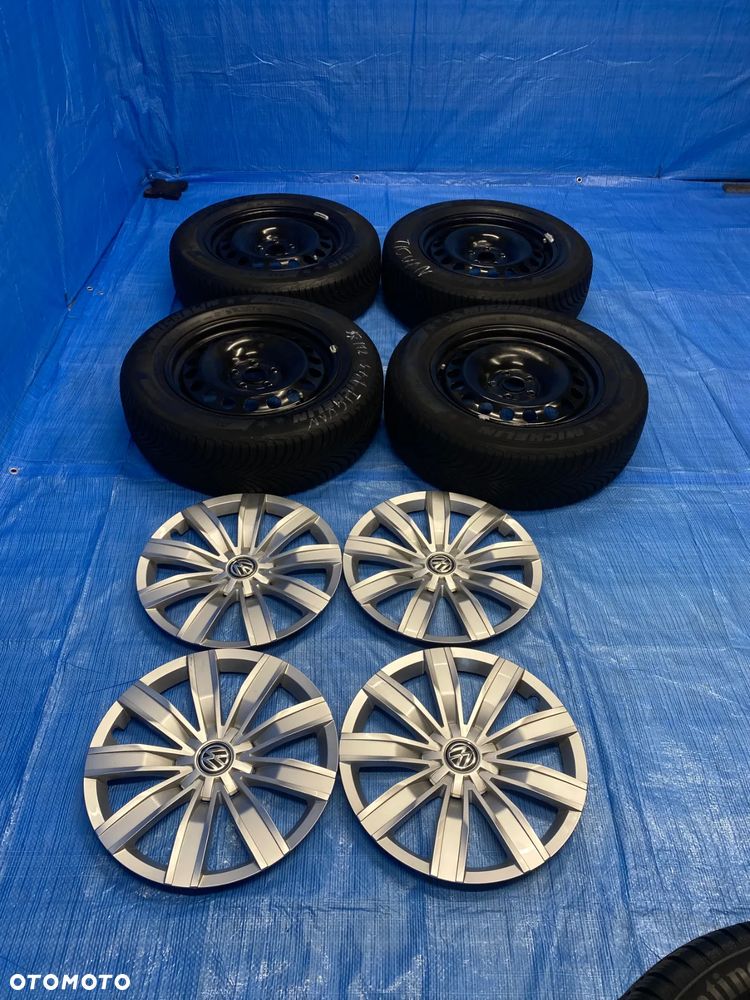 KOŁA KOŁO FELGA STALOWE 17" 5X112; 57,1mm ET38 KOMPLET  OPONY ZIMOWE MICHELIN 6,5mm VW TIGUAN ARTEON GOLF PASSAT SKODA AUDI Q3 Q5 A5 A6 A7 KODIAQ ITP. - 10