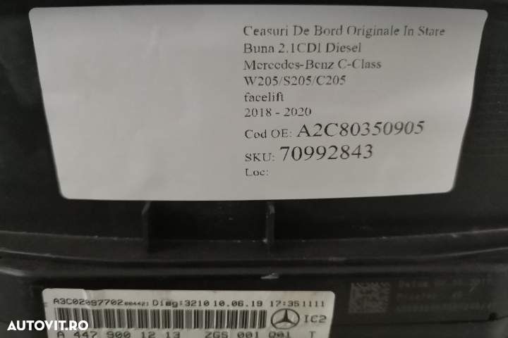 Ceasuri De Bord Originale In Stare Buna 2.1CDI Diesel Mercedes-Benz C- - 7