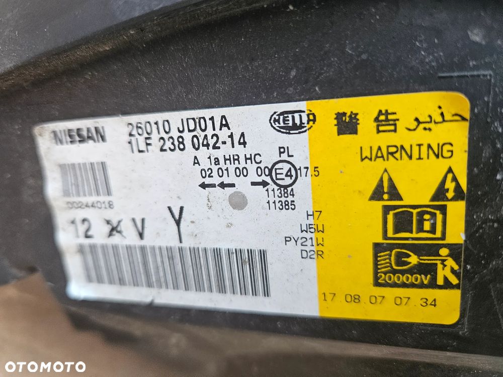 Nissan Qashqai I 1 J10 lampa przód przednia  prawa lewa xenon EN - 6