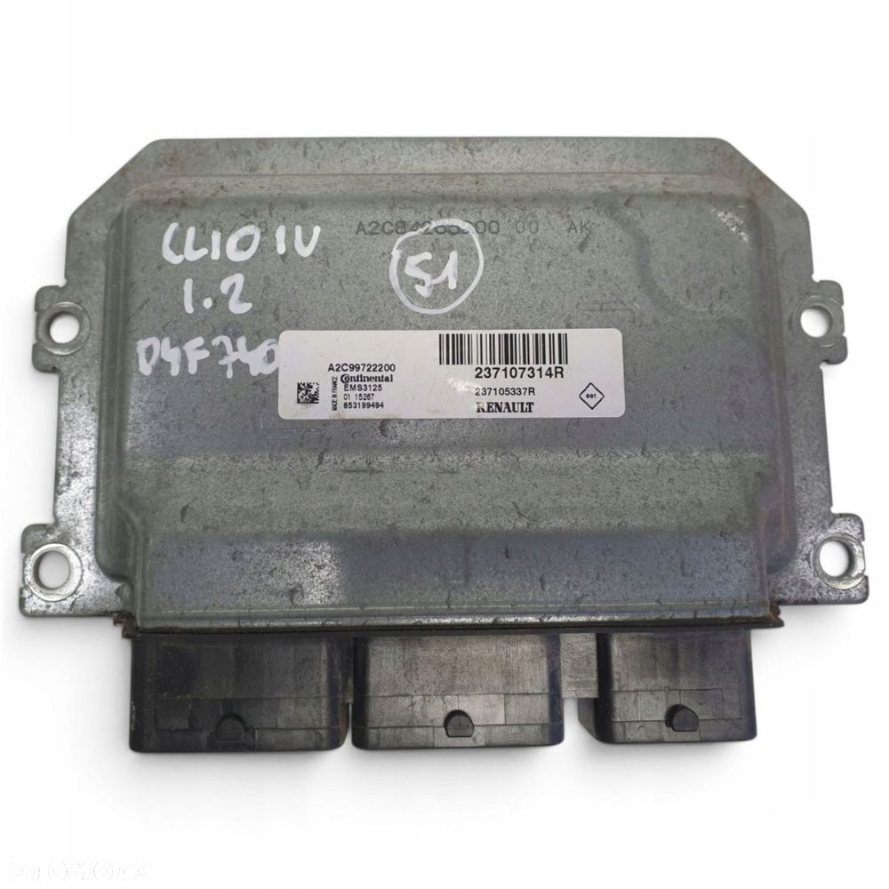 Renault Clio IV 1.2 16V STEROWNIK SILNIKA komputer 237107314R - 7