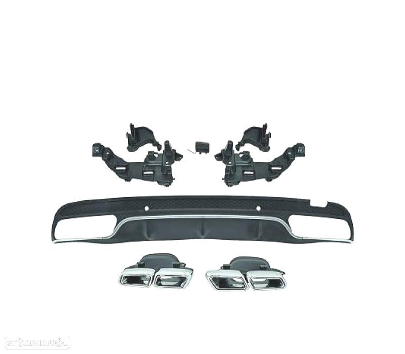 DIFUSOR TRASEIRO MERCEDES CLASE C W205 LOOK C63 AMG 14-17 + PONTEIRAS ESCAPE - 3