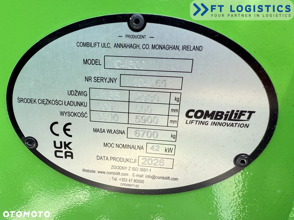 Combilift WÓZEK CZTEROKIERUNKOWY - WIELOKIERUNKOWY | COMBILIFT C4500 | GAS | TRIPLEX 5952 MM | SZEROKI POZYCJONER WIDEŁ | WOLNY SKOK | KABINA - PEŁNA OGRZEWANA - 11