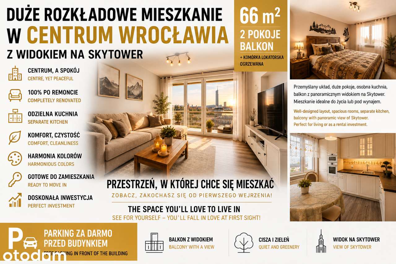 Mieszkanie Balkon +widok na SkyTower ul. Szczęśliwa