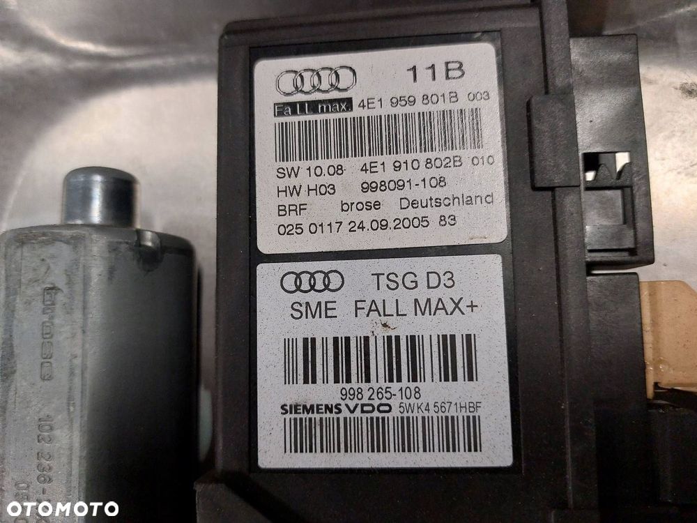 MECHANIZM PODNOŚNIK SZYBY LEWY PRZÓD ELEKTRYCZNY AUDI A8 D3 4E1959801B - 2