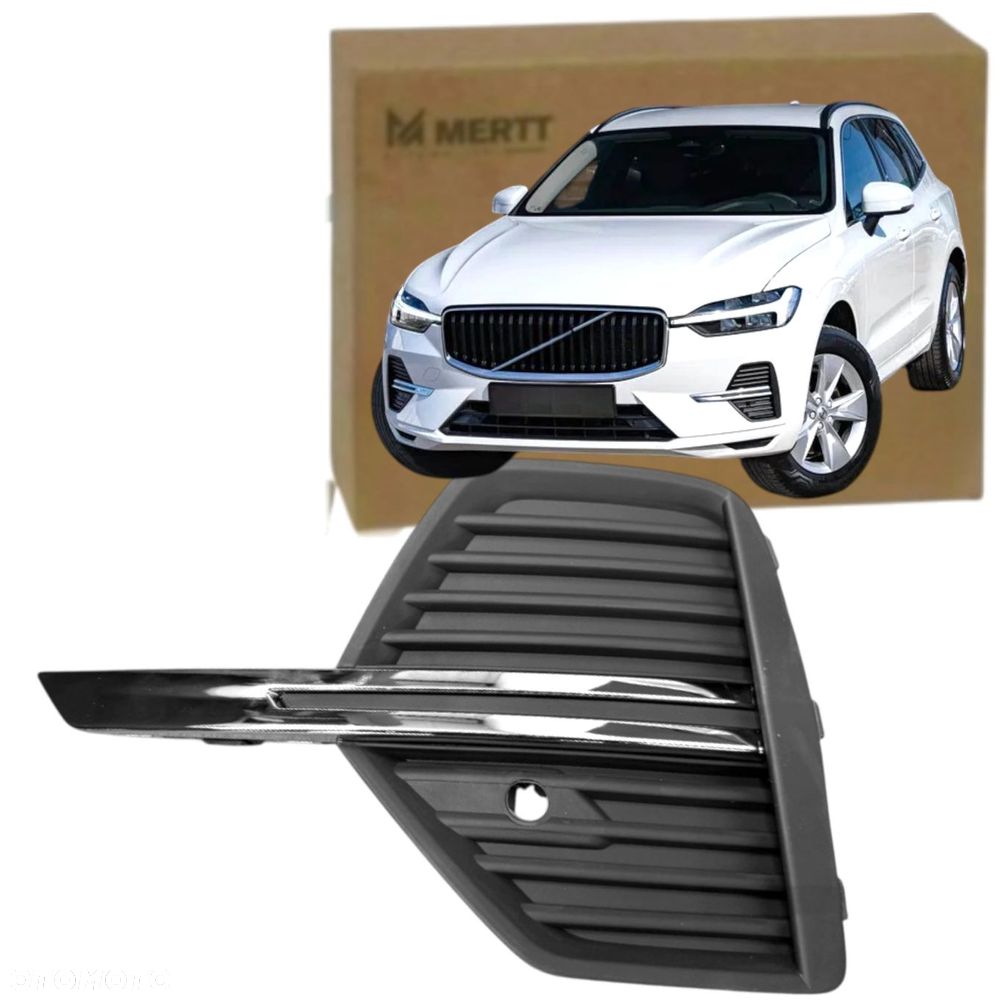 ATRAPA zderzaka LEWA + CHROMOWANA listewka kratka VOLVO XC60 II 2021+ - 1