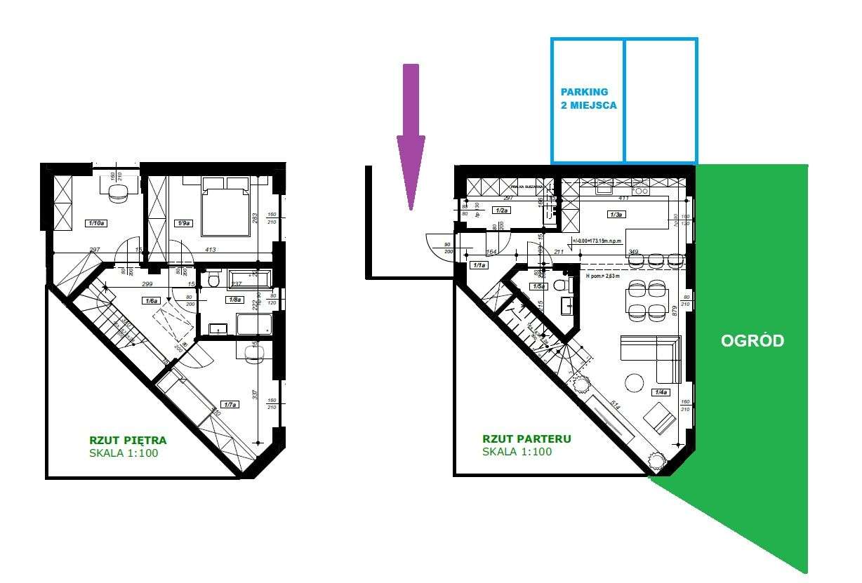 Apartament 93 mkw dwupoziomowy z ogrodem i 2 parkingi w cenie -OSTATNI - Pełny obrazek: 3/4