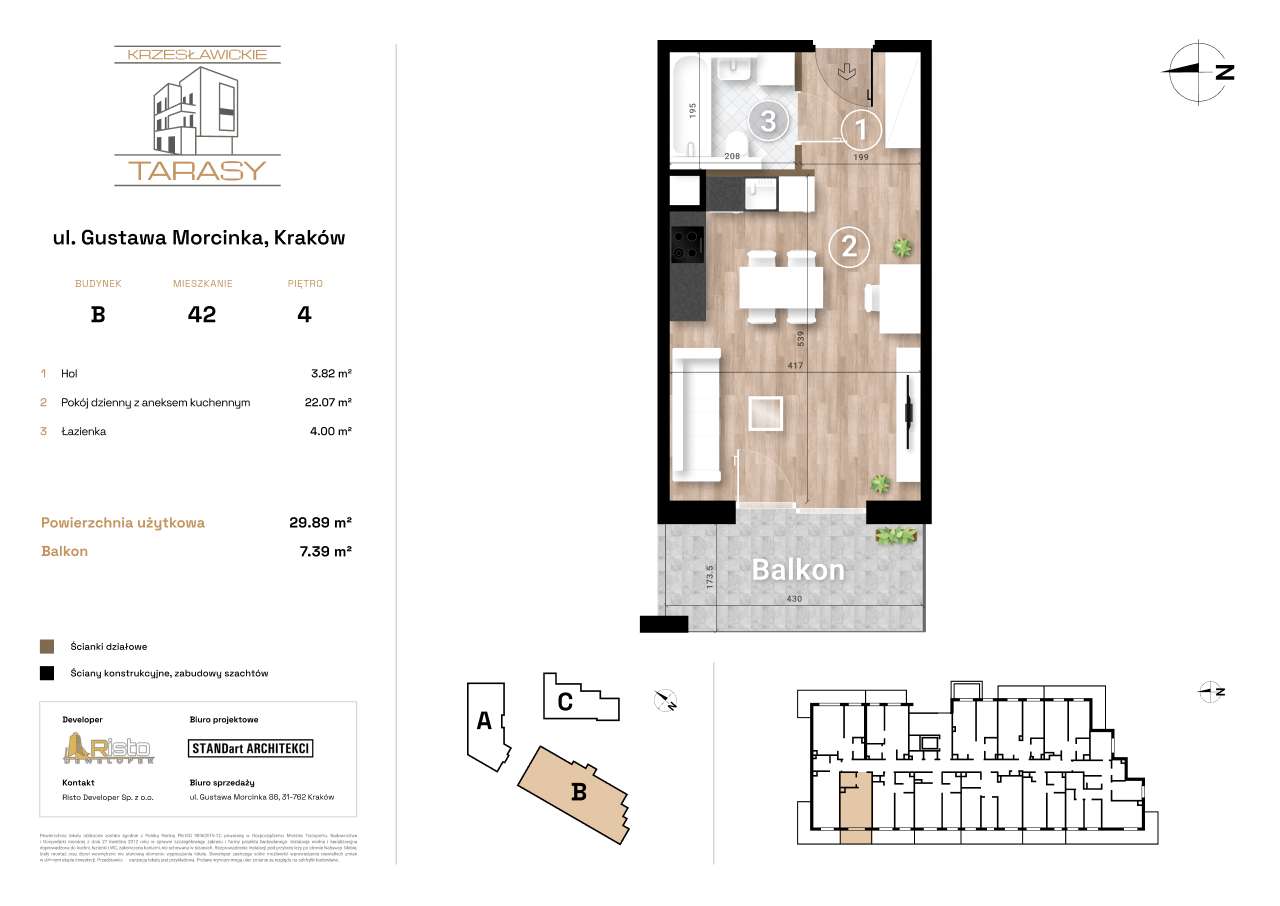 1-pokojowe mieszkanie 29m2 + balkon Bezpośrednio - Pełny obrazek: 2/13
