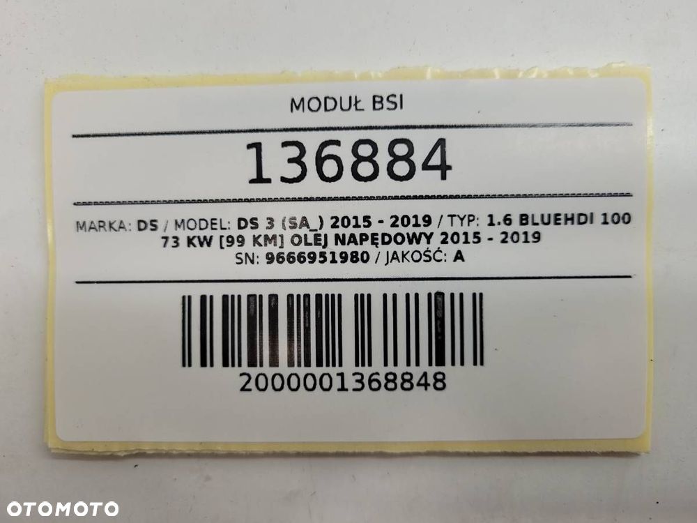 MODUŁ BSI SKRZYNKA BEZPIECZNIKÓW CITROEN DS3 9666951980 EUROPA - 12