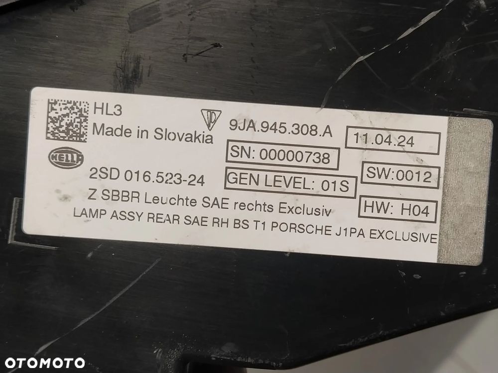 PORSCHE TAYCAN 9JA LAMPA TYŁ TYLNA LED PRAWA LEWA EXCLUSIVE USA ORYGINAŁ - 16