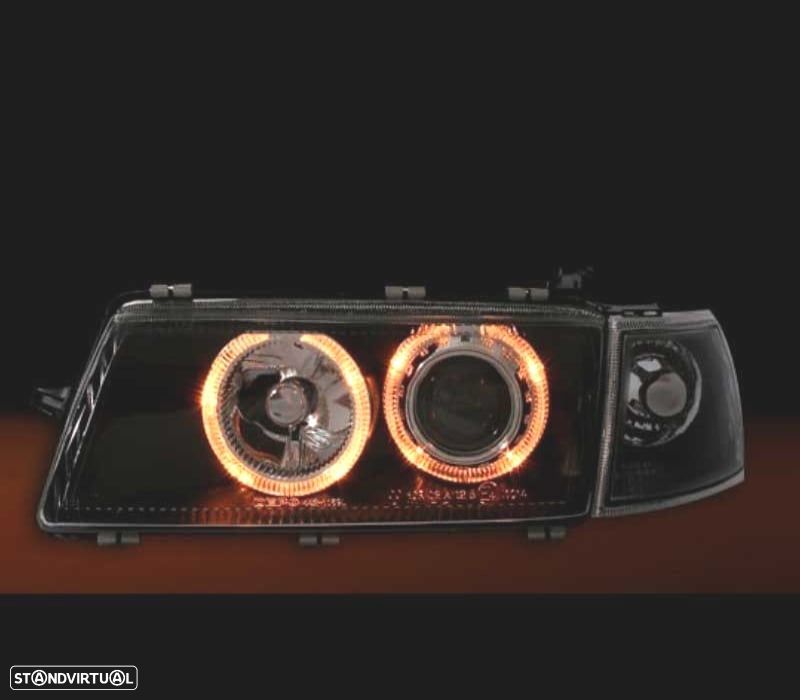 FARÓIS FRONTAIS ANGEL EYES PARA OPEL VECTRA A FUNDO PRETO - 2