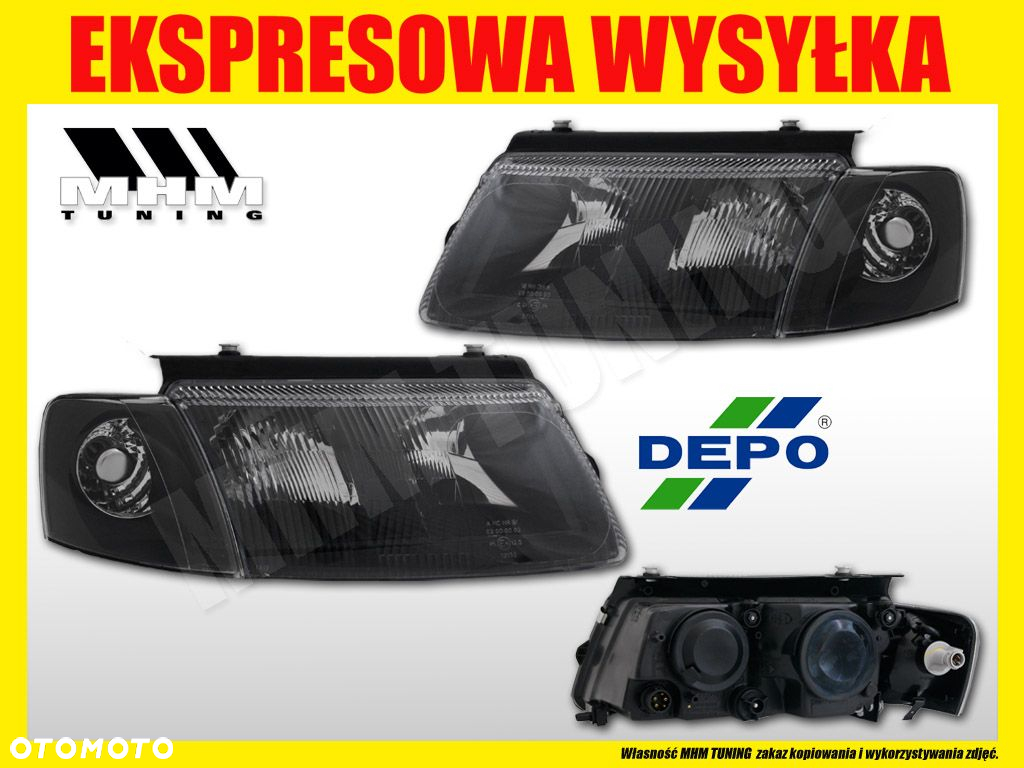 REFLEKTOR LAMPA KPL VW PASSAT B5 3B0 H4 H7 BLACK - 2
