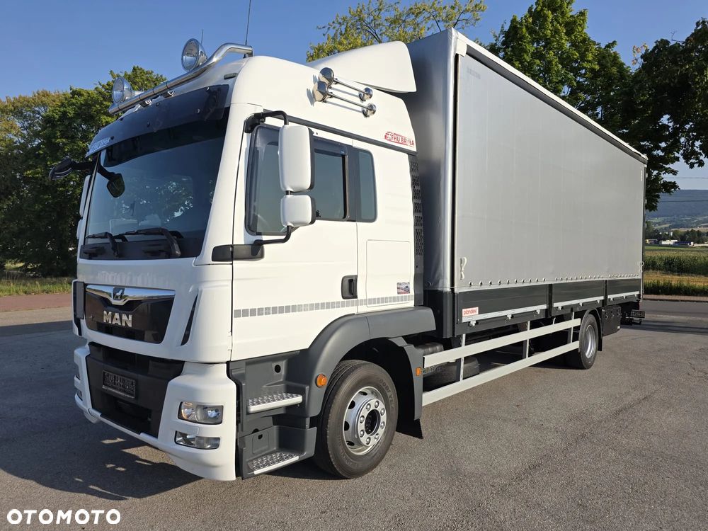 MAN TGM 15.290 / BURTO-FIRANKA / CAŁY NA PODUSZKACH /KLIMA POSTOJOWA / 2018R /  NISKI PRZEBIEG / 18 PALET / E6 / JAK NOWY / WINDA / - 15