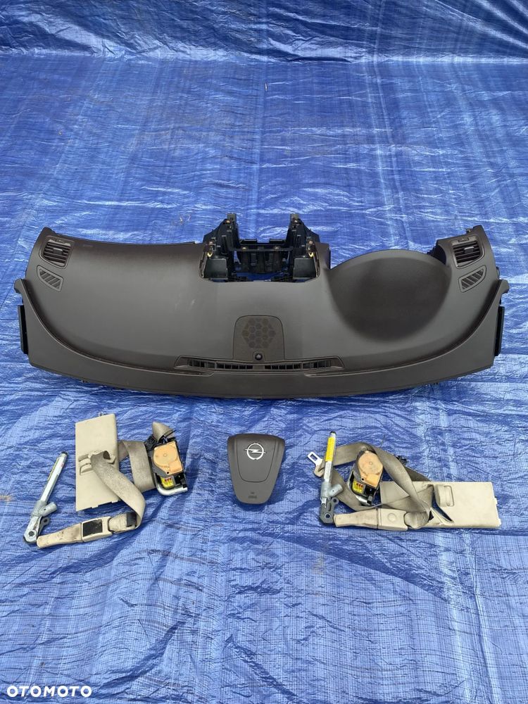 OPEL INSIGNIA A DESKA KONSOLA KOKPIT PODUSZKI AIRBAG PASY KOMPLET BRĄZOWA ORYGINAŁ - 1