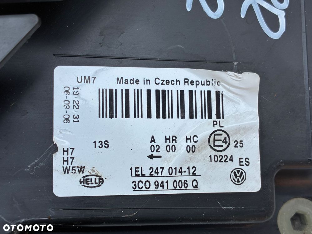 VW PASSAT B6 05-10 3C0941006Q LAMPA PRZÓD PRZEDNIA PRAWA  EU SOCZEWKA HELLA - 3