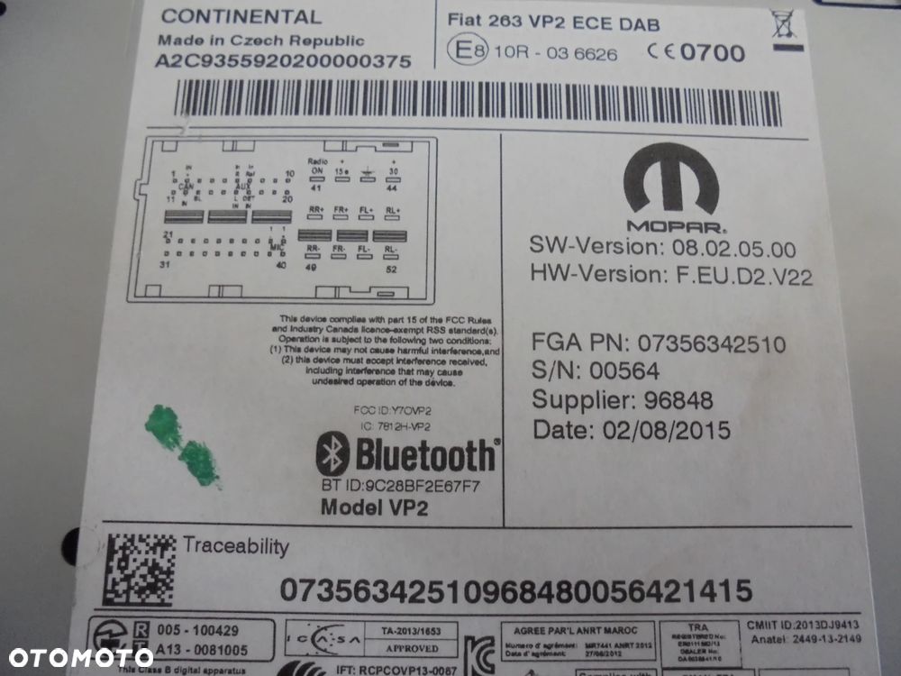7356342510 RADIO FIAT DOBLO 2015- MULTIFUNKCYJNE DOTYK - 2