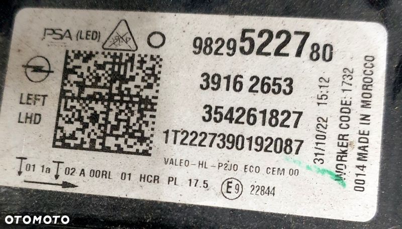 Opel Corsa Reflektor Lewy 9829522780 - 7