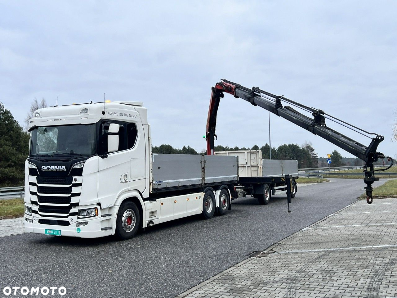Scania s730 zestaw z przyczepa 2017/18 v8 palfinger dźwig z hds 6x2/4 - 12