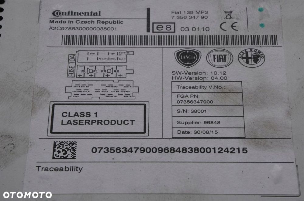 FIAT PANDA III RADIO 07356347900 2015 - 5