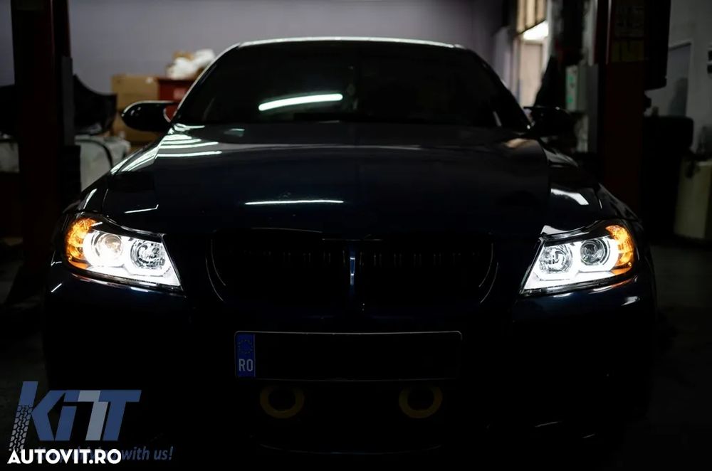 Faruri Halogen U-Led 3D BMW Seria 3 E90 Limuzina E91 Touring (03.2005-08.2008) LHD Negru - 5