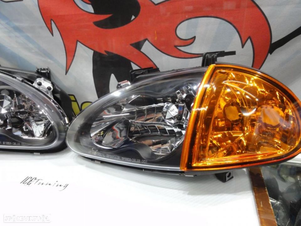 Faróis frontais com lâmpadas HOD 5000k para Honda crx del sol 92-97 JDM Fundo preto + piscas laranja EURO look - 5