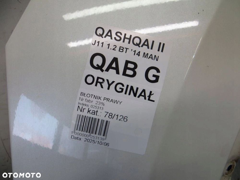 NISSAN QASHQAI J11 BŁOTNIK PRAWY PRZÓD QAB G QABG 13- - 7