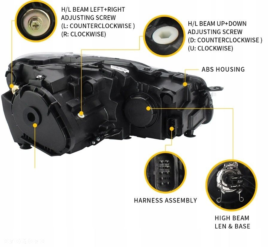 Reflektor Lampa kpl Vland Diody Soczewka Tuning Xenon-look VW Golf VI 6 5k0 - 8